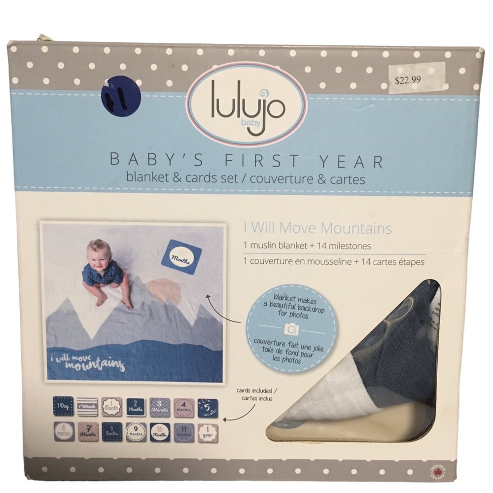 lulujo Babys 1st. year Blanket & cards set for photos Mountain pic 14 milestones